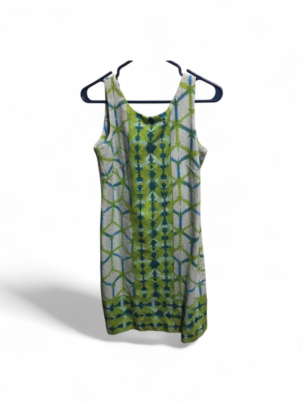 Taylor Green and Blue Patterned Mini Shift Dress Just Taylor Size 6